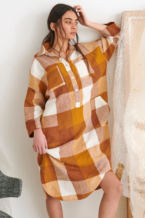 Biscuit Check Shirt Dress