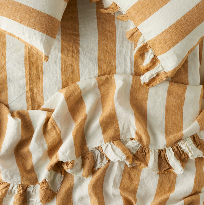 Turmeric Stripe Ruffle Flat Sheet