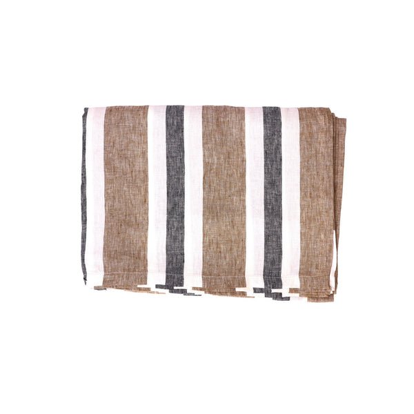Taupe Stripe Linen Tablecloth