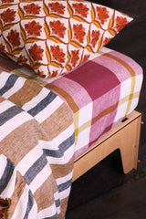 Plum Check Fitted Sheet